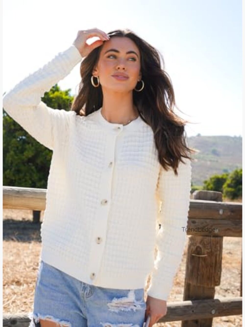 Open Front Cardigan Sweater Button Down Knit Jacket - Picture 3 of 7